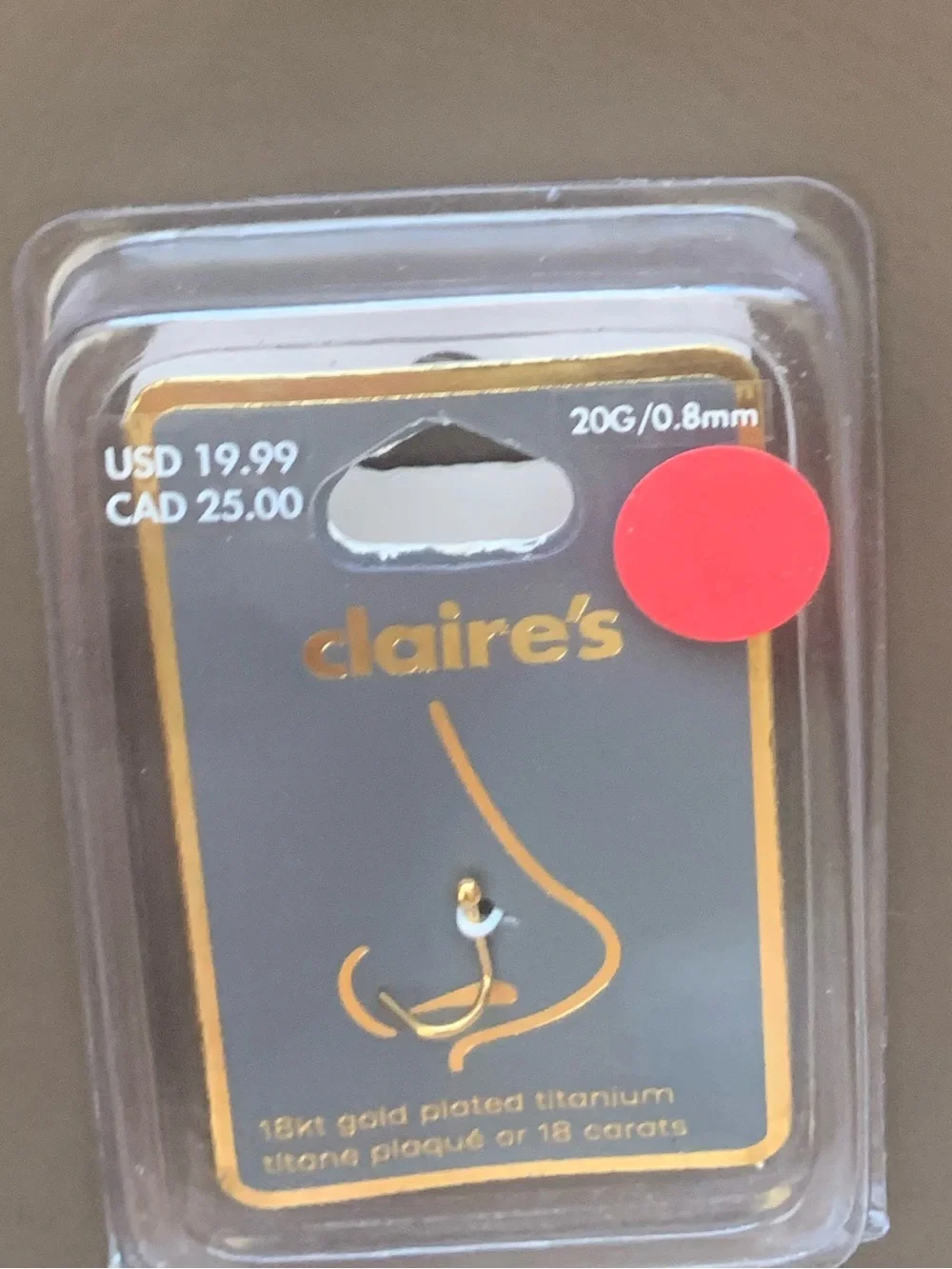 Claire's Gold 18kt Gold Plated Nose Stud